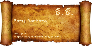 Bary Barbara névjegykártya